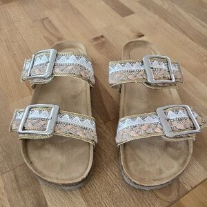 Madden Girl Tan Sandals with Woven Detail